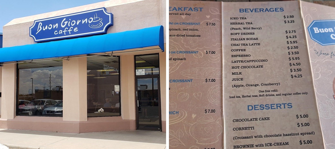 Buon Giorno Caffe Menu