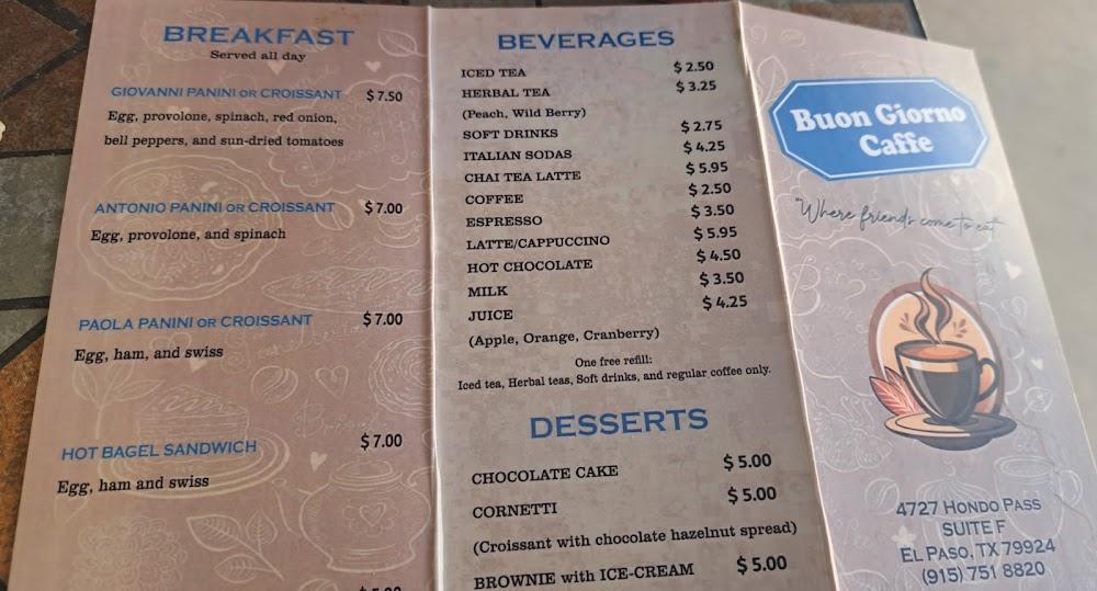 Buon Giorno Caffe Menu image 1